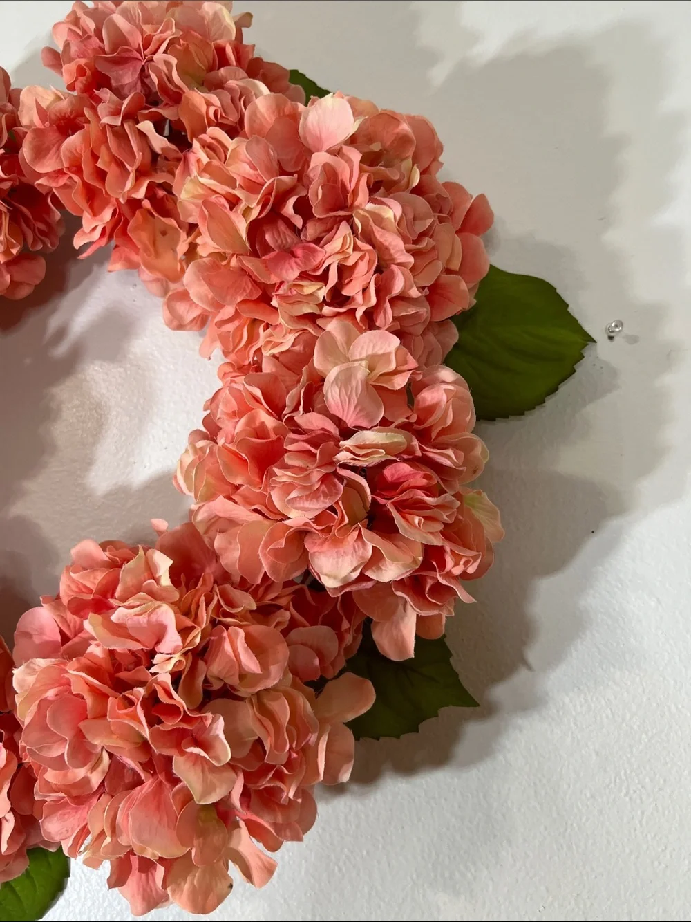 Coral Hydrangea Wreath - Home Holiday Decor